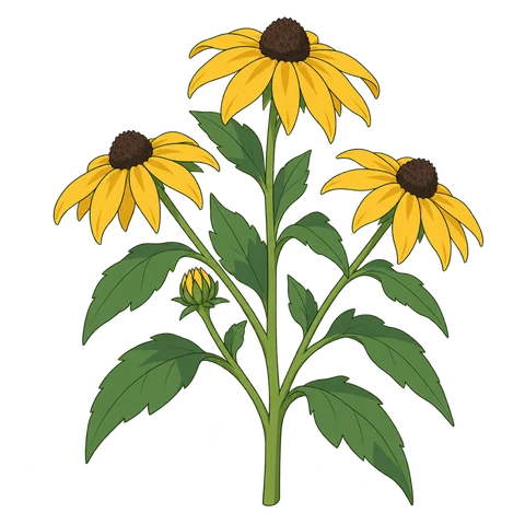 Orange coneflower illustration